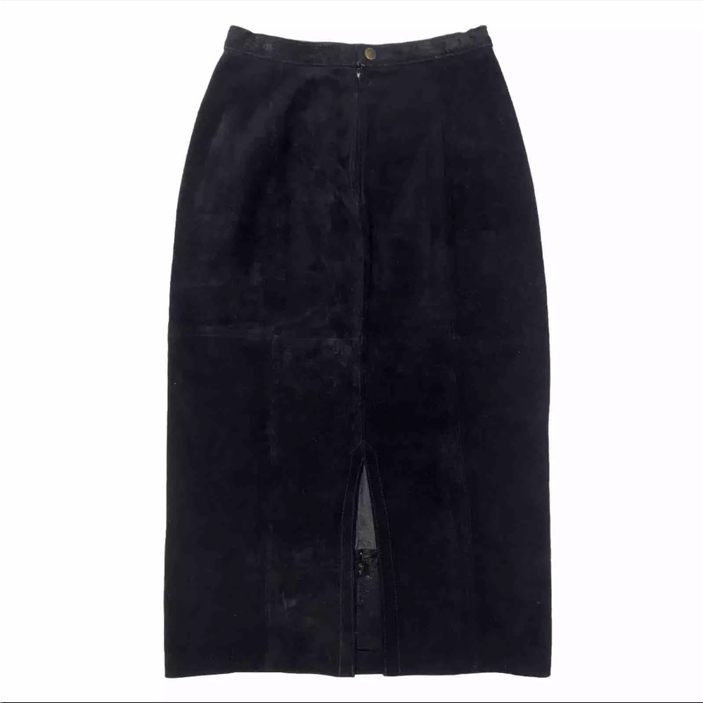 Vintage Western Pioneer Wear Black Leather Southwest Biker Split Skirt
